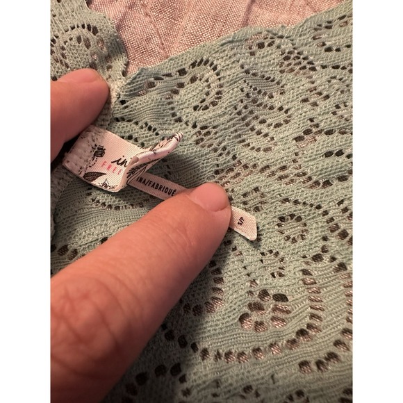 Intimately Free People Teal Lace Crop Top Small Lined Romantic Coquette Feminine - Picture 4 of 9